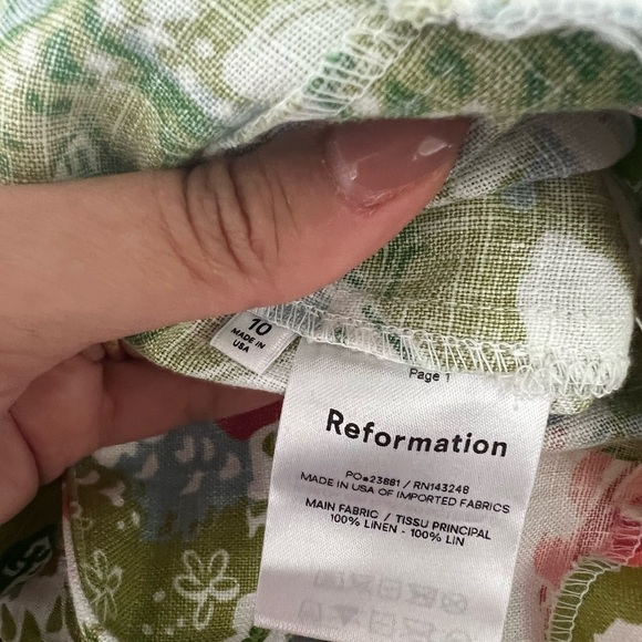 REFORMATION Pinegrove High Rise Linen Pants in Summer Of Love Floral Print Sz 10 - Picture 5 of 5